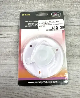 08-6208 Prime Products White Round Exterior Cable Tv Outlet