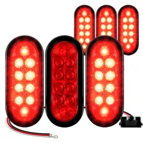 Prolinepi Cl12ledsst11 6 Oval Trailer Truck Lights Led Sealed Red Stop Turn Tail Marine Waterproof