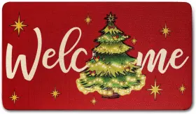 Gry652 Qxwrel Red Christmas Tree Door Mat Winter Decor Non 17x30 Inch Welcome