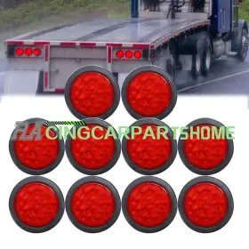 R821090 Racingcarpartshome 10pcs 4 Inch Round 12led Stop/turn/tail Brake Sealed Truck Trailer Led Lights Mount