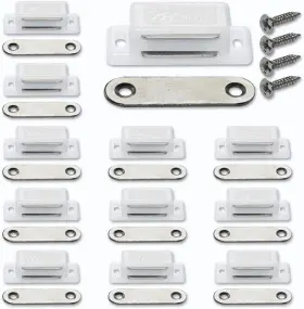 Renashed 799862664542 12pack Magnetic Door Catch - 15lb High Plastic Heavy Duty White
