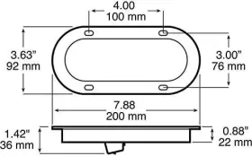 881-7 Rigid Hitch Incorporated 6 Inch Oval Led Tail Light With Cyclops Back-up Eye - Flange Mount #2