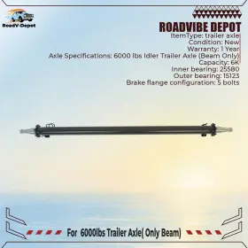 Rvd227128d Roadvibe-depot New 6000lbs Trailer Axle With Idler 73 Inch Hub Face 58 Only Beam Spring Center