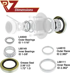 171255tb Rv Murts 2 Sets Trailer Hub Wheel Bearings Kit For 3500 Lbs Axle L44649 L68149 #2