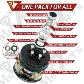 Eb10sahbp Rv Murts 1 Pair Trailer Brake Assembly 10 Inch X2-1/4 And 5 On 4.5 Hub Drum Kit 3500lbs Axle #2 Eb10sahbp Rv Murts 1 Pair Trailer Brake Assembly 10 Inch X2-1/4 And 5 On 4.5 Hub Drum Kit 3500lbs Axle #2