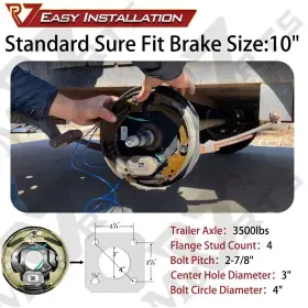 Eb10sap2 Rv Murts 10 Inch X 2.25 Electric Trailer Brake Self-adjusting Assembly 3500 Lbs Axle 2l 2r #3