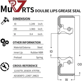 Gs12192tb2 Rv Murts 12192tb Grease Seal 1.249 Inch X 1.983 Double Lip 2000-2200 Lbs Trailer Axle 12 Pcs #3 Gs12192tb2 Rv Murts 12192tb Grease Seal 1.249 Inch X 1.983 Double Lip 2000-2200 Lbs Trailer Axle 12 Pcs #3