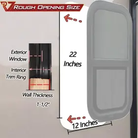 Rvwindows12-1 Rv Murts 12 Inch W X22 H Vertical Slide Window With Trim For Trailer Entry Door Dot Certified #2