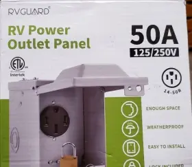 Argrp50 Rvguard Rv Power Outlet Panel 50a 125/250v 14-50r Free Lock Open Box Argrp50 Rvguard Rv Power Outlet Panel 50a 125/250v 14-50r Free Lock Open Box