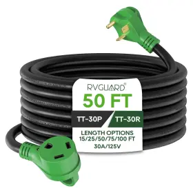 Rgc3050f-g Rvguard 30 Amp 50 Foot Rv Extension Cord Heavy Duty 10/3 Gauge Stw With Led Power I Rgc3050f-g Rvguard 30 Amp 50 Foot Rv Extension Cord Heavy Duty 10/3 Gauge Stw With Led Power I