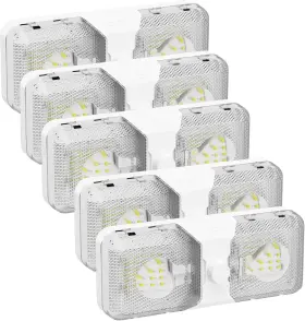 Rgrddl-5 Rvguard 5-pack Rv Led Ceiling Double Dome Light 12v Lights Adjustable Interior Rgrddl-5 Rvguard 5-pack Rv Led Ceiling Double Dome Light 12v Lights Adjustable Interior