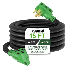 Rgt-ekow-2189 Rvguard 15 Foot Rv Ev Extension Cord 50 Amp Heavy Duty Led Power Indicator Rgt-ekow-2189 Rvguard 15 Foot Rv Ev Extension Cord 50 Amp Heavy Duty Led Power Indicator
