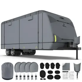 Qt2624a-a08 Rvmasking Rv Cover 7 Layers Travel Trailer With 4 Tire Covers For 15ft1 Inch 18ft Heavy Dut