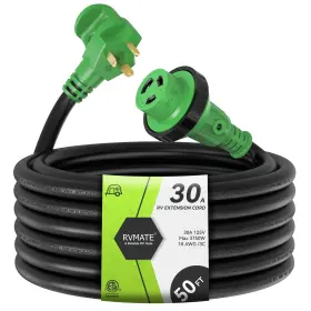 C3050l-rm Rvmate 30 Amp 50ft Rv Power Extension Cord Tt-30p To L5-30r Etl Listed