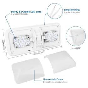 Rvzone 732688887306 12v Led Rv Ceiling 1100 Lumen Double Dome Light Interior Lighting Fixtur #2