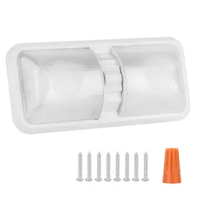 Rvzone 732688887481 12v Led Double Dome Light Fixture 1100 Lumens Frosted For Rv Interior
