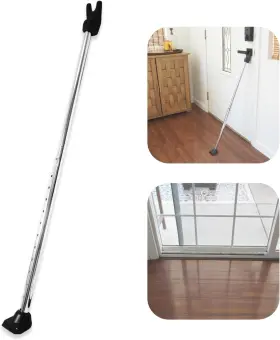 Securityman 701107903583 Door Security Bar 2 In 1 Adjustable Stoppers Pack Chrome