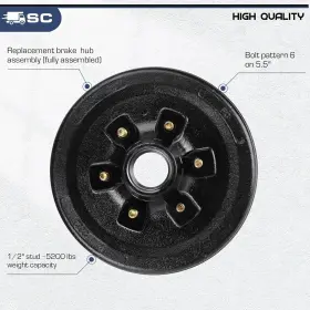 Brd005 Sehnsucht Trailer Brake Drum Kit 6-hole 5.5 Inch Bolt Circle For 5200 Lb Axles #3