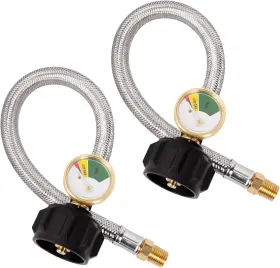 Shinestar Npt 1ft Steel Gauge Rv Propane Hose With For Camper 12 Inch Braided Black