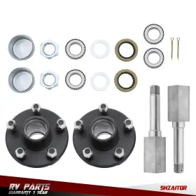 Ie1693536es Shzaitor Pair Of 5-bolt On 4-1/2 Inch Hub And Square Shaft 1-1/16 Straight Spindle Assembly
