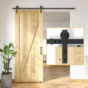 Skysen 795853111781 6ft Barn Door Hardware Kit Sliding 5 Black