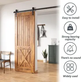 Skysen 795853111798 6ft Sliding Barn Door Hardware Kit 5pcs Track Black #2 Skysen 795853111798 6ft Sliding Barn Door Hardware Kit 5pcs Track Black #2