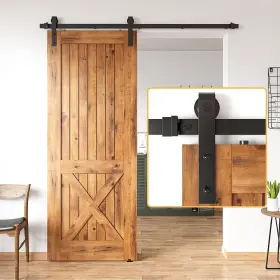 Skysen 795853111798 6ft Sliding Barn Door Hardware Kit 5pcs Track Black Skysen 795853111798 6ft Sliding Barn Door Hardware Kit 5pcs Track Black