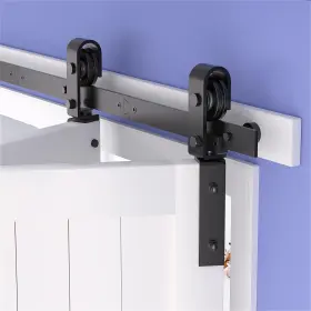 Skysen 795853112047 36 Inch Bifold Barn Door Hardware Kit - Space Saving For 2 Doors Black