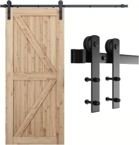 00702 Smartstandard 7ft Barn Door Hardware Kit Track 7 Feet Black