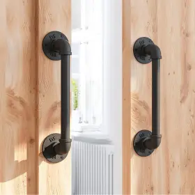 050102 Smartstandard 11 Inch Pipe Barn Door Pull Handle Industrial 2 Pcs Black