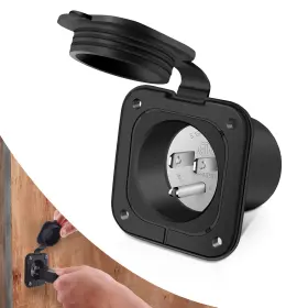Sf-fi-053 Snowy Fox 125v 15a Nema 5-15 Power Flanged Inlet Plug Port Rv Shore Waterproof Cap For