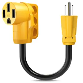 Snowyfox 970544445640 Rv 15a To 50a Adapter Male Female 180 Degree Bend Power Cord 10awg 18 Inch