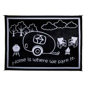 Lrvh8111 Stylish Camping 11ftw X 8ftl Black/white Polypropylene Rv Home Design Patio Mat W Led Light