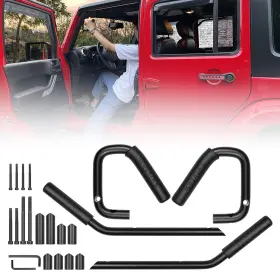 Gh-0000 Sulythw No Block Sunvisor Front And Rear Jeep Grab Handles Black Aluminum Rubber Ha