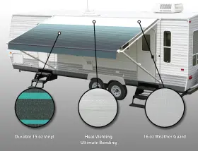 62118-0c1 Sunwave Rv Awning Replacement Fabric 18ft Width 17ft2 Inch Teal Green Stripe #2