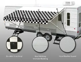 62718-0c1 Sunwave Rv Awning Replacement Fabric 18ft Actual Width 17ft2 Inch Checkered Flag 62718-0c1 Sunwave Rv Awning Replacement Fabric 18ft Actual Width 17ft2 Inch Checkered Flag