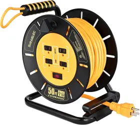 Uacr12a50 Suraielec 50 Ft Retractable Extension Cord Reel 12awg Heavy Duty Yellow