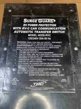 40250-rvc Surge Guard 50 Amp 120/240 Automatic Transfer Switch
