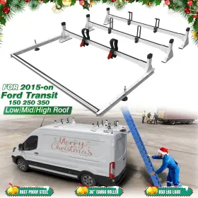 Suvc437v05 Suvwinner 36 Inch Rear Roller Van Ladder Rack 800lbs No-drill Fits Ford Transit 150/250/350