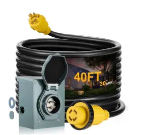 L14-30r Tembor 199413556928 Heavy Duty 30 Amp 40ft Extension Cord With Inlet Box L14-30p To