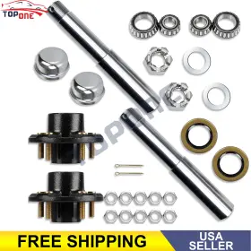 Jhbk000043 Topone 2 Sets Wheel 000 Lbs Trailer Axle Spindle With 5-4.5 Inch Bolt Circle Hub Jhbk000043 Topone 2 Sets Wheel 000 Lbs Trailer Axle Spindle With 5-4.5 Inch Bolt Circle Hub