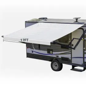 Top178340er Topower White 8ft Rv Awning Fabric 17 Feet Length Camper Replacement Shade