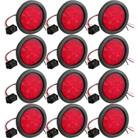 Jr-treela-1787 Treela 12 Pcs 4 Inch Led Trailer Tail And Marker Lights Waterproof 12v Brake Red