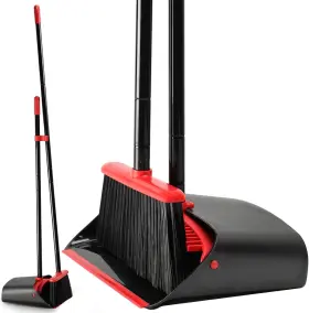Jq-01-11 Treelen Broom And Dustpan Set For Home Upright Red/black