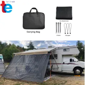 Tr55500 Turitrade Black 90% Uv Rv Awning Sun Shade Privacy Screen Complete Kit 11 Ft - 20
