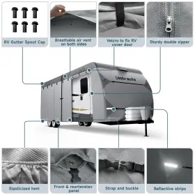 Ua2001-2022 Umbrauto Rv Cover 20-22ft 7 Layers Travel Trailer Waterproof Camper #3