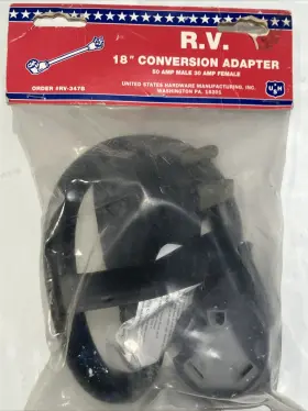 Rv-347b United States Hardware Manufacturing 50 Amp Male 30 Female 18 Inch Conversion Adapter Rv Electrical Cord Made In Usa