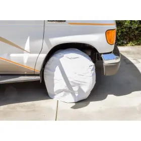 A101200 Valterra Single Axle Rv Wheel Covers White 24 Inch -26 Dia