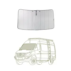 Vanessential 850026467031 Windshield Cover Magnetic Blackout Insulated Mercedes Benz Van Cool Gray Front
