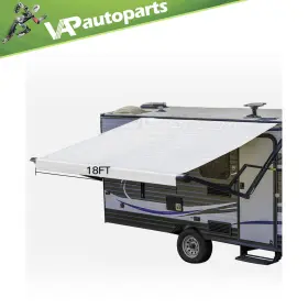 Vap1783410us Vap-autoparts 18ft 8 Inch Waterproof Rv Awning Fabric Replacement For Camper Trailer White